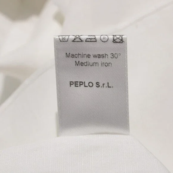 Luciano Barbera NWT Casual Button Down Shirt Size M in White Cotton & Linen